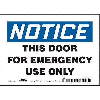 CONDOR 467V78 Safety Sign 5 in x 7 in Vinyl