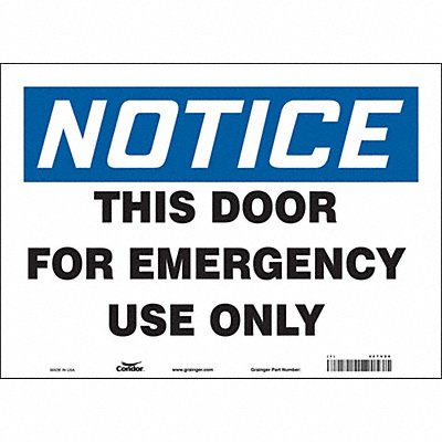 CONDOR 467V80 Safety Sign 10 in x 14 in Vinyl
