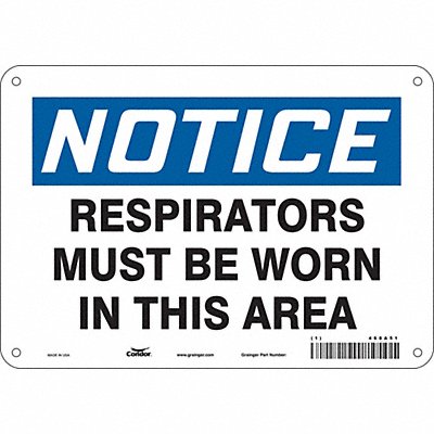 CONDOR 468A51 Safety Sign 7 in x 10 in Polyethylene