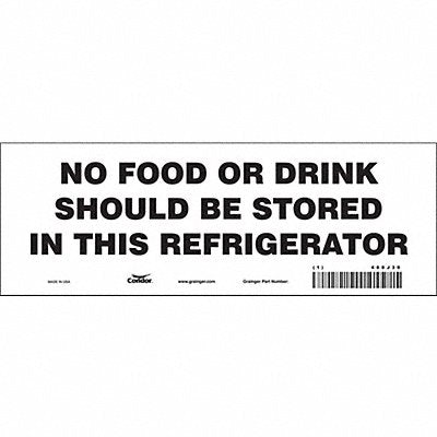 CONDOR 468J30 Safety Sign 3 1/2 in x 10 in Vinyl PK10