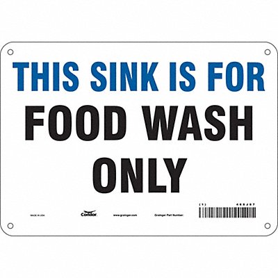 CONDOR 468J87 Safety Sign 7 in x 10 in Polyethylene