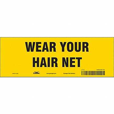 CONDOR 468K10 Safety Sign 3 1/2 in x 10 in Vinyl