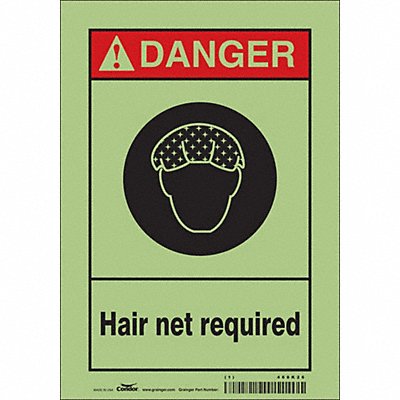 CONDOR 468K26 Safety Sign 10 in x 7 in Glow Vinyl