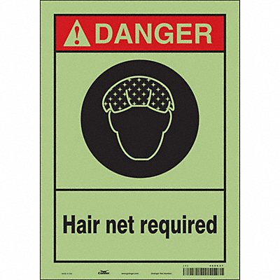 CONDOR 468K27 Safety Sign 14 in x 10 in Glow Vinyl