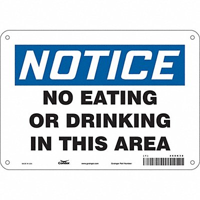 CONDOR 468K38 Safety Sign 7 in x 10 in Polyethylene