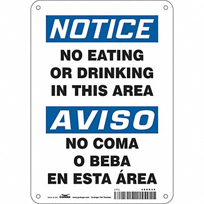 CONDOR 468K46 Safety Sign 10 in x 7 in Polyethylene