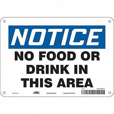 CONDOR 468K68 Safety Sign 7 in x 10 in Polyethylene