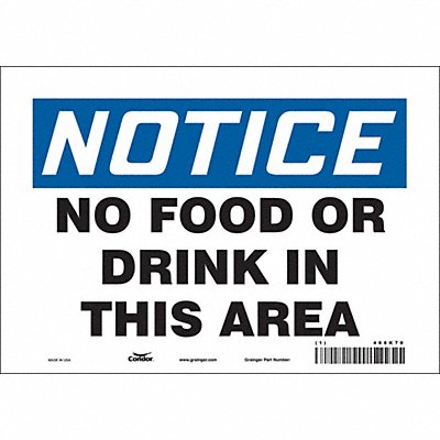 CONDOR 468K70 Safety Sign 7 in x 10 in Vinyl