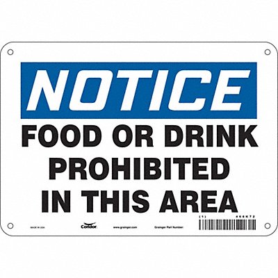 CONDOR 468K72 Safety Sign 7 in x 10 in Aluminum