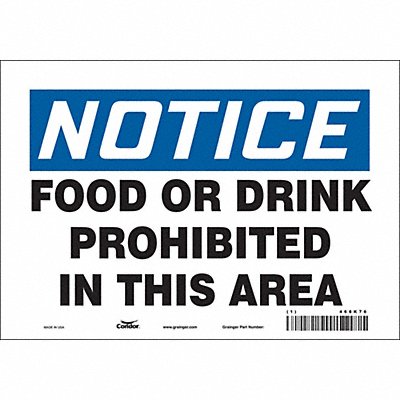 CONDOR 468K76 Safety Sign 7 in x 10 in Vinyl