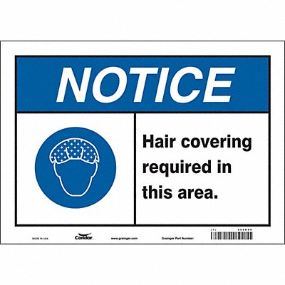 CONDOR 468K89 Safety Sign 10 in x 14 in Vinyl