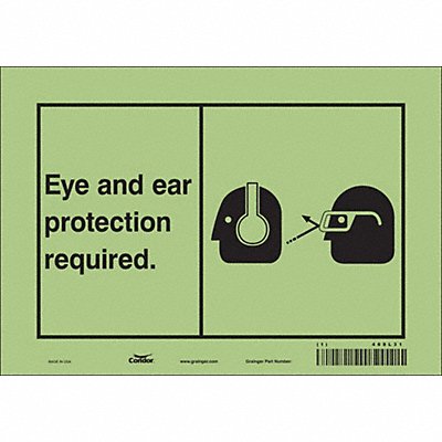 CONDOR 468L31 Safety Sign 7 in x 10 in Glow Vinyl