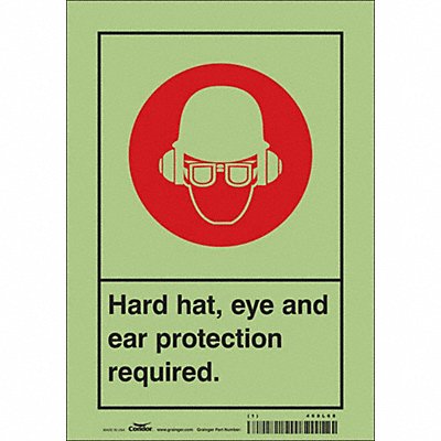 CONDOR 468L68 Safety Sign 10 in x 7 in Glow Vinyl