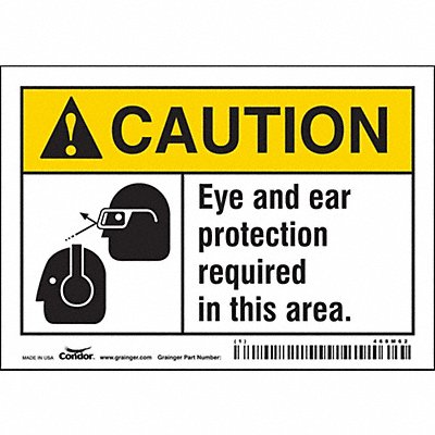 CONDOR 468M62 Safety Sign 3 1/2 inx5 in Vinyl