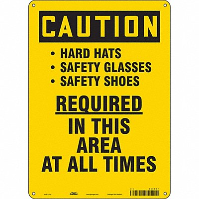 CONDOR 468N37 Safety Sign 14 inx10 in Aluminum