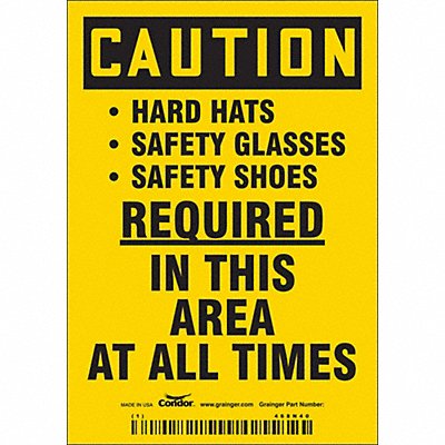 CONDOR 468N40 Safety Sign 3.5in x 3in Vinyl