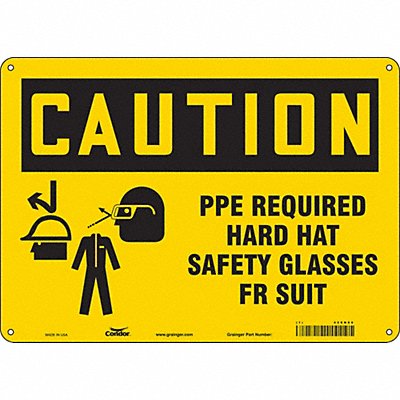 CONDOR 468N88 Safety Sign 10 in x 14 in Aluminum
