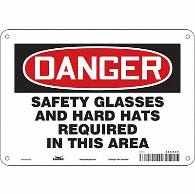 CONDOR 468R49 Safety Sign 7 in x 10 in Polyethylene