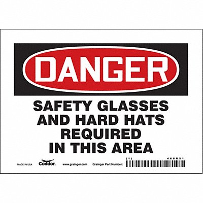 CONDOR 468R51 Safety Sign 5 in x 7 in Vinyl