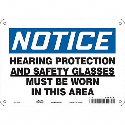 CONDOR 468R73 Safety Sign 7 in x 10 in Aluminum