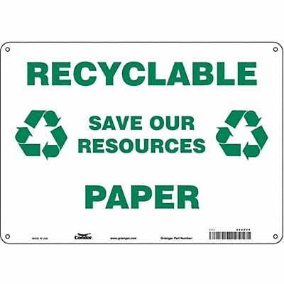 CONDOR 468V34 Safety Sign 10 in x 14 in Polyethylene