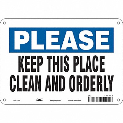 CONDOR 468V73 Safety Sign 7 in x 10 in Polyethylene