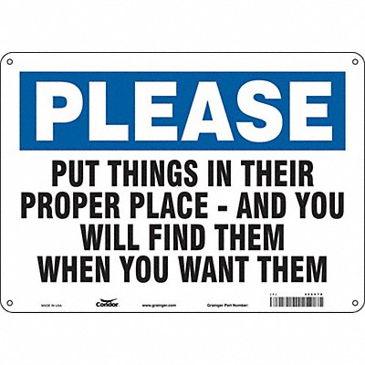 CONDOR 468V78 Safety Sign 10 in x 14 in Aluminum