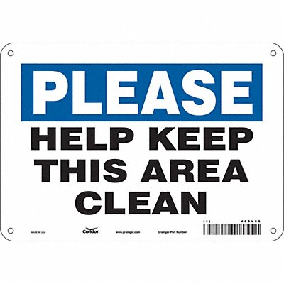 CONDOR 468V85 Safety Sign 7 in x 10 in Polyethylene
