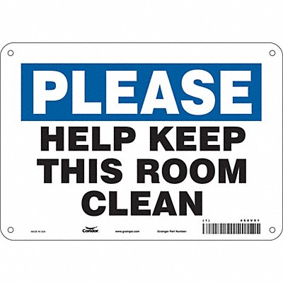 CONDOR 468V91 Safety Sign 7 in x 10 in Polyethylene