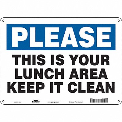 CONDOR 468V96 Safety Sign 10 in x 14 in Aluminum