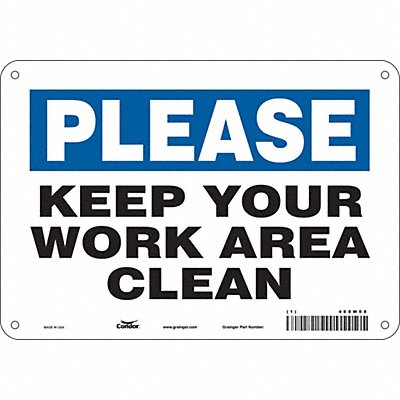 CONDOR 468W08 Safety Sign 7 in x 10 in Polyethylene