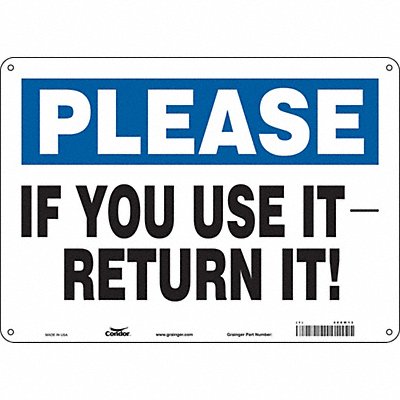 CONDOR 468W13 Safety Sign 10 in x 14 in Aluminum