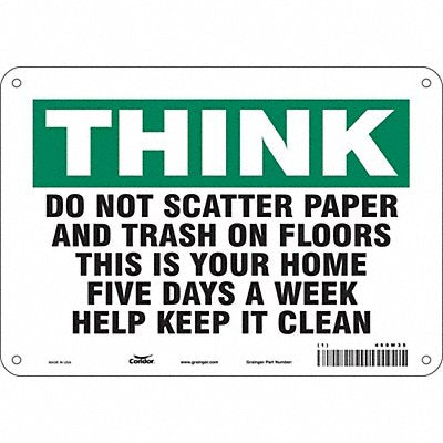 CONDOR 468W35 Safety Sign 7 in x 10 in Polyethylene