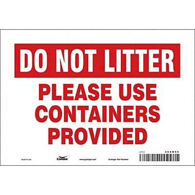 CONDOR 468W55 Safety Sign 7 in x 10 in Vinyl