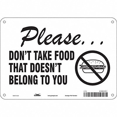 CONDOR 468X51 Safety Sign 7 in x 10 in Aluminum