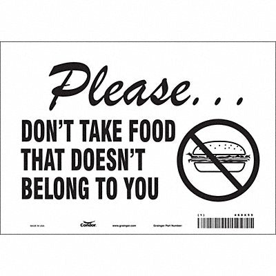 CONDOR 468X55 Safety Sign 7 in x 10 in Vinyl