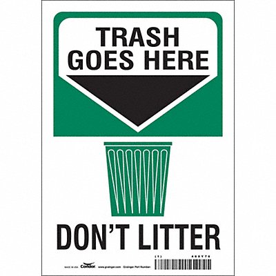CONDOR 468Y76 Safety Sign 10 in x 7 in Vinyl