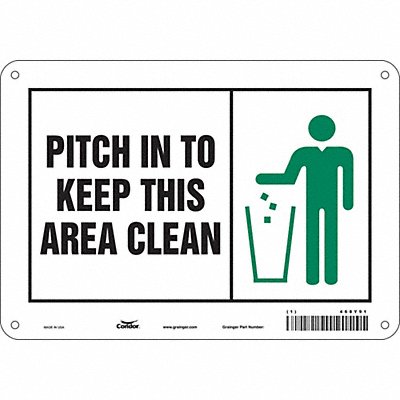 CONDOR 468Y91 Safety Sign 7 in x 10 in Aluminum