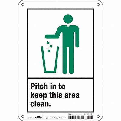 CONDOR 468Y97 Safety Sign 10 in x 7 in Aluminum
