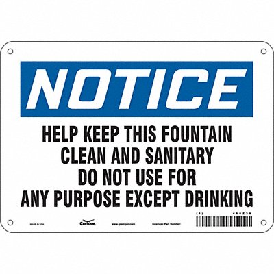 CONDOR 468Z39 Safety Sign 7 in x 10 in Polyethylene