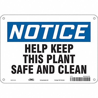 CONDOR 469A22 Safety Sign 7 in x 10 in Polyethylene