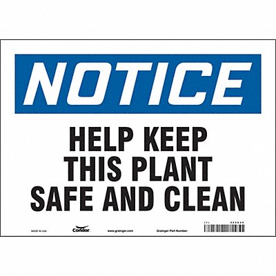CONDOR 469A25 Safety Sign 10 in x 14 in Vinyl