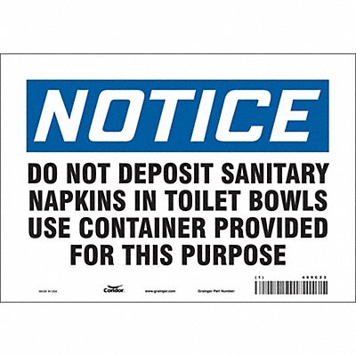 CONDOR 469C23 Safety Sign 7 in x 10 in Vinyl