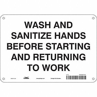 CONDOR 469C41 Safety Sign 7 in x 10 in Polyethylene