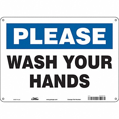 CONDOR 469C72 Safety Sign 10 in x 14 in Polyethylene