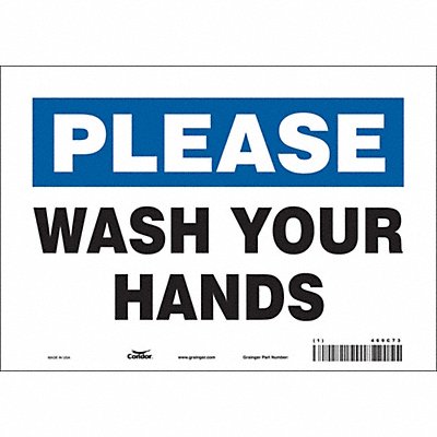 CONDOR 469C73 Safety Sign 7 in x 10 in Vinyl