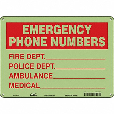 CONDOR 469D71 Safety Sign 10 in x 14 in Polyethylene