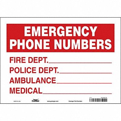 CONDOR 469D75 Safety Sign 10 in x 14 in Vinyl