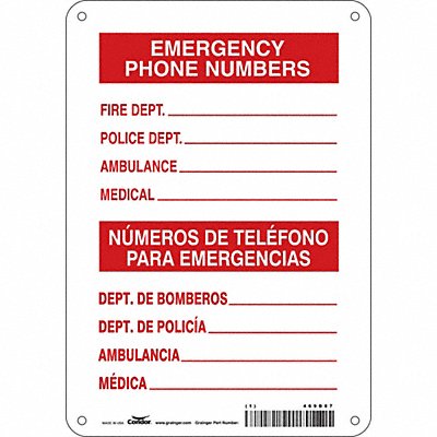 CONDOR 469D87 Safety Sign 10 in x 7 in Aluminum