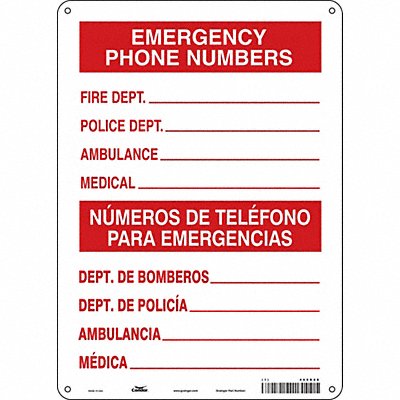 CONDOR 469D88 Safety Sign 14 in x 10 in Aluminum